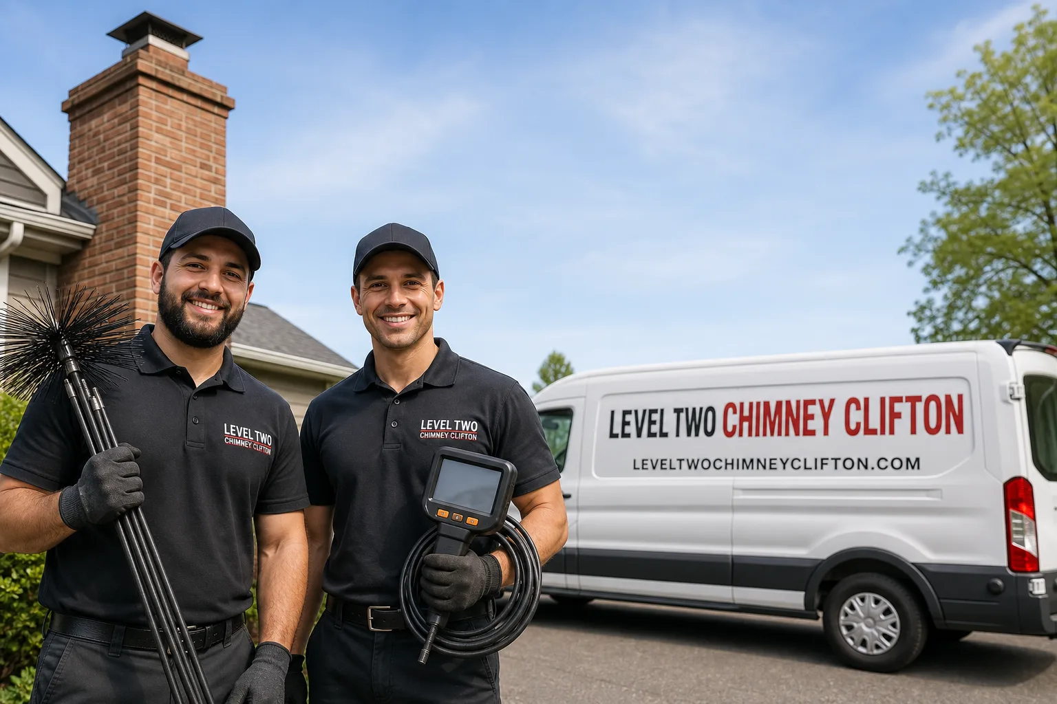 Emberly Chimney Cleaners Clifton chimney cleaning service vehicle and crew in Clifton, NJ